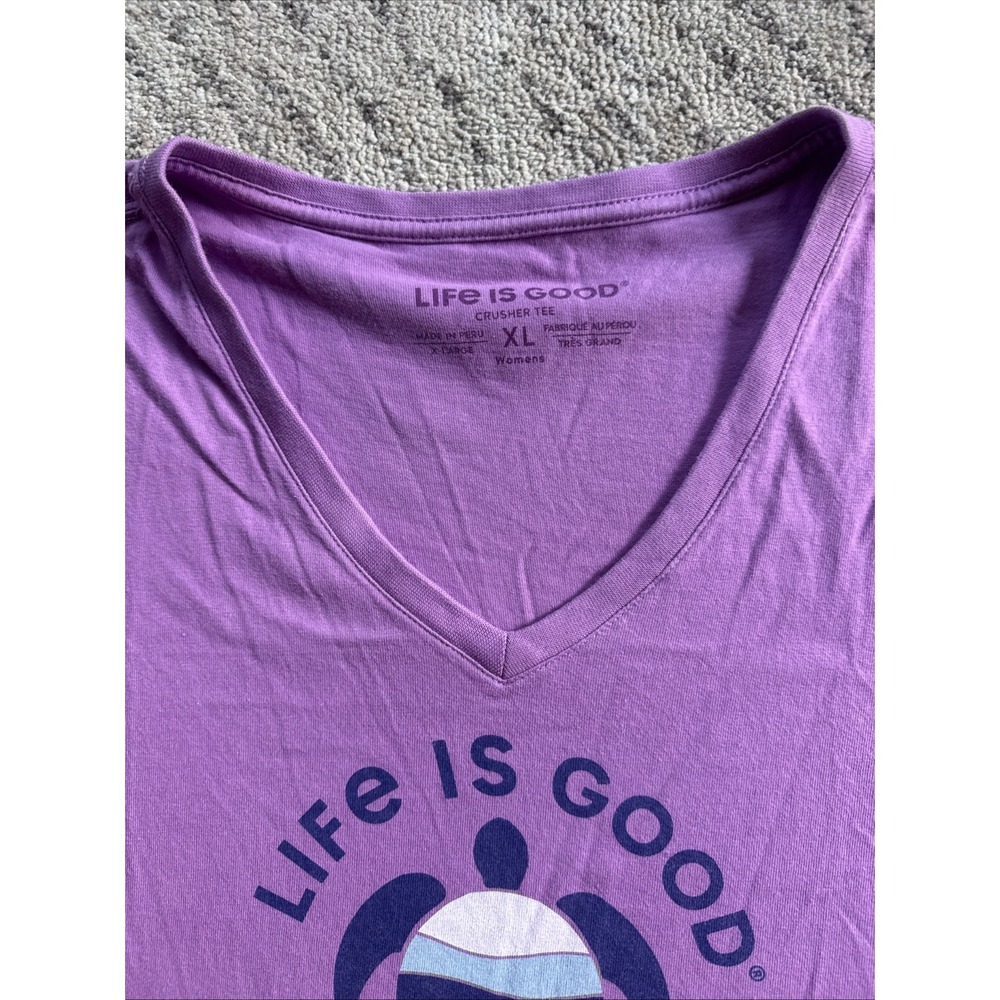 Life is good woman's XL long sleeve t shirt light purple Crusher Tee Beach Gear - Picture 2 of 6
